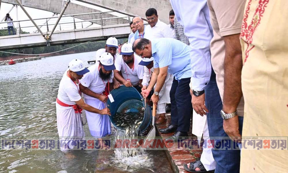জিয়া ‍উদ্যানের লেকে মাছের পোনা অবমুক্ত করলেন প্রধানমন্ত্রী