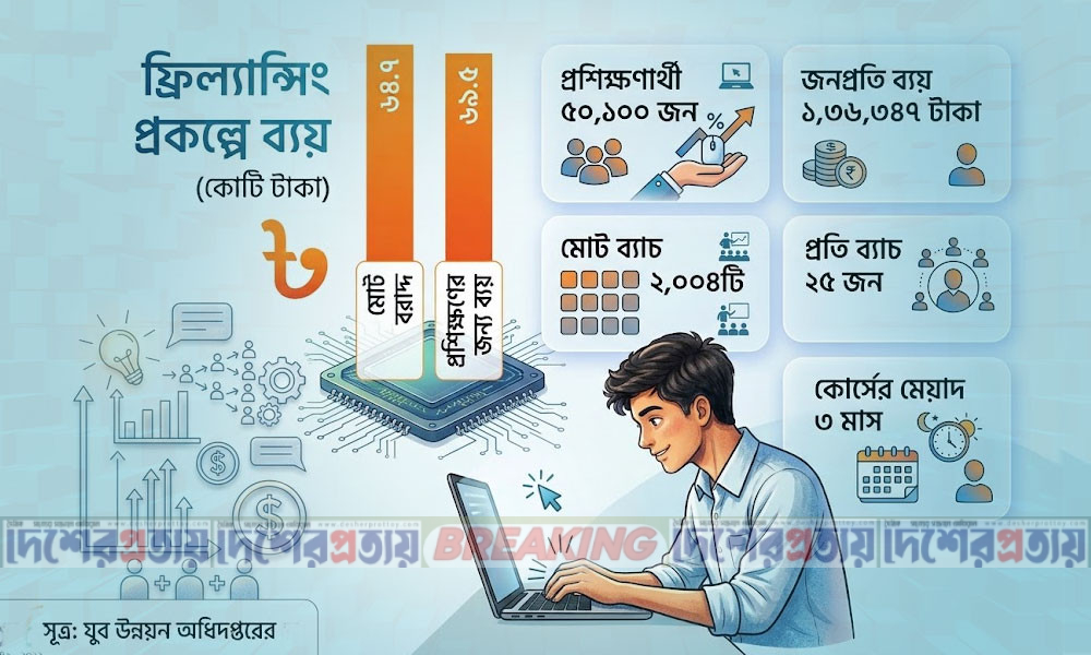 ফ্রিল্যান্সিং প্রশিক্ষণে জনপ্রতি ব্যয় ১ লাখ ৩৬ হাজার টাকা
